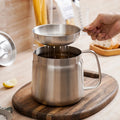 2L Stainless Steel Oil Filter Pot with Fine Mesh Strainer, Grease Storage Can, and Fry Basket