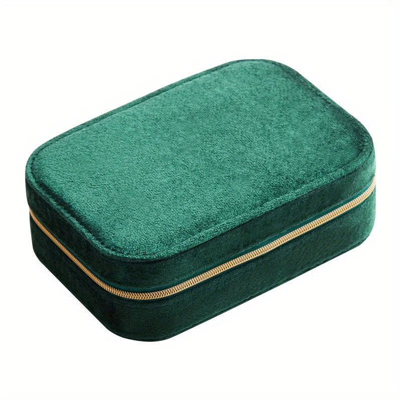 Velvet Travel Jewelry Organizer – Chic 3-Layer Zipper Jewelry Case