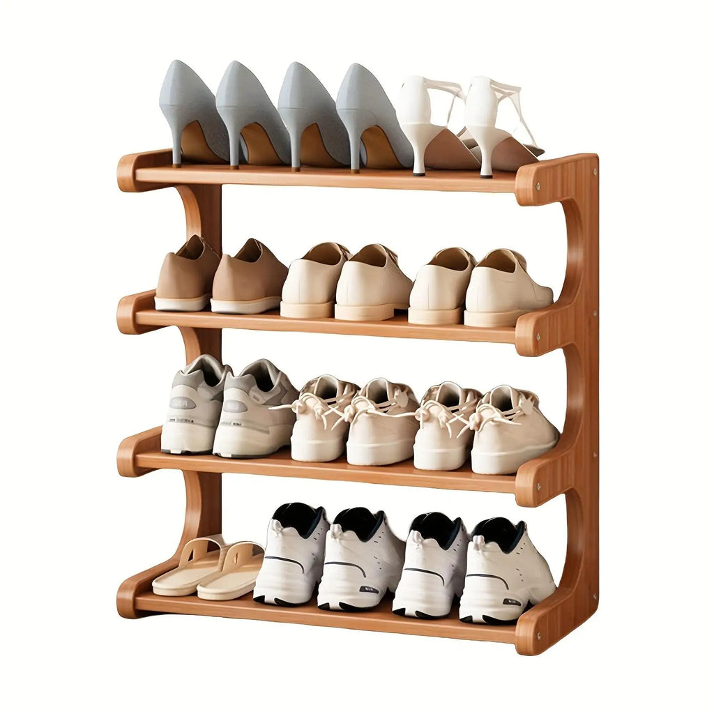 4-Tier Stackable Wooden Shoe Rack – Space-Saving Home Organizer