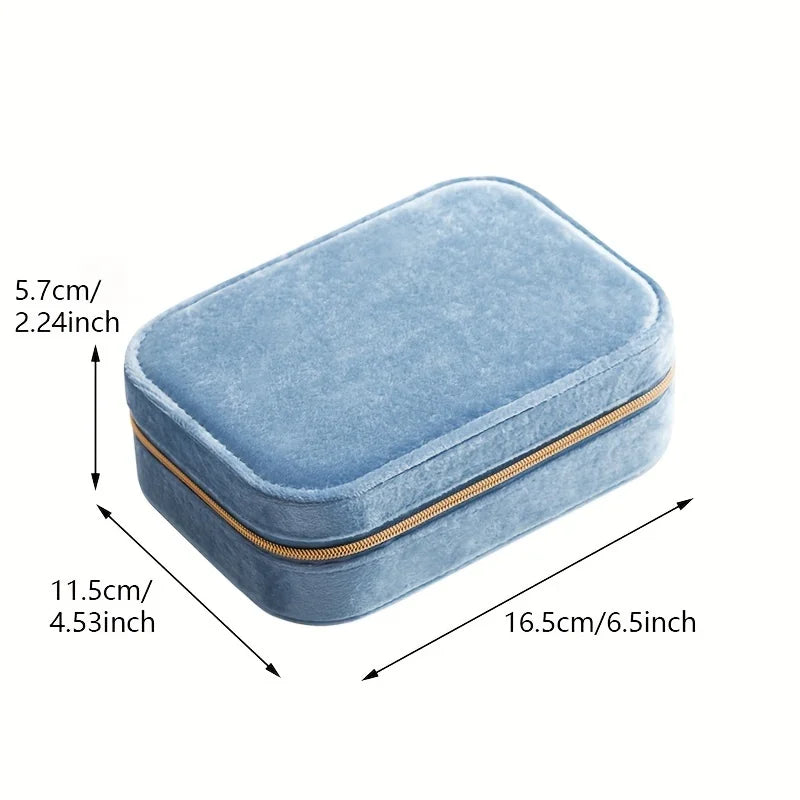 Velvet Travel Jewelry Organizer – Chic 3-Layer Zipper Jewelry Case