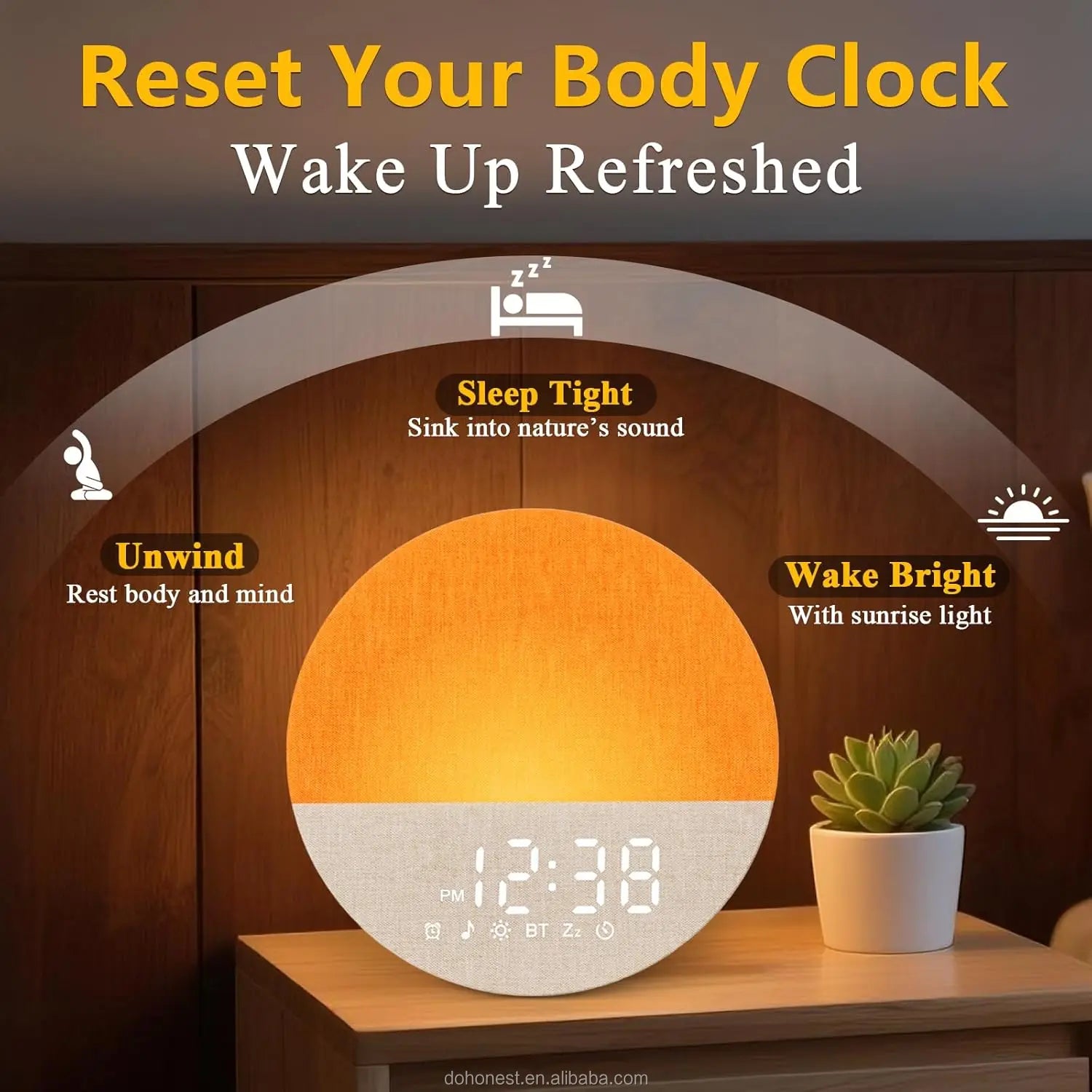 Sunrise Alarm Clock & Sleep Sound Machine – Gradual Wake-Up Light for Natural Sleep