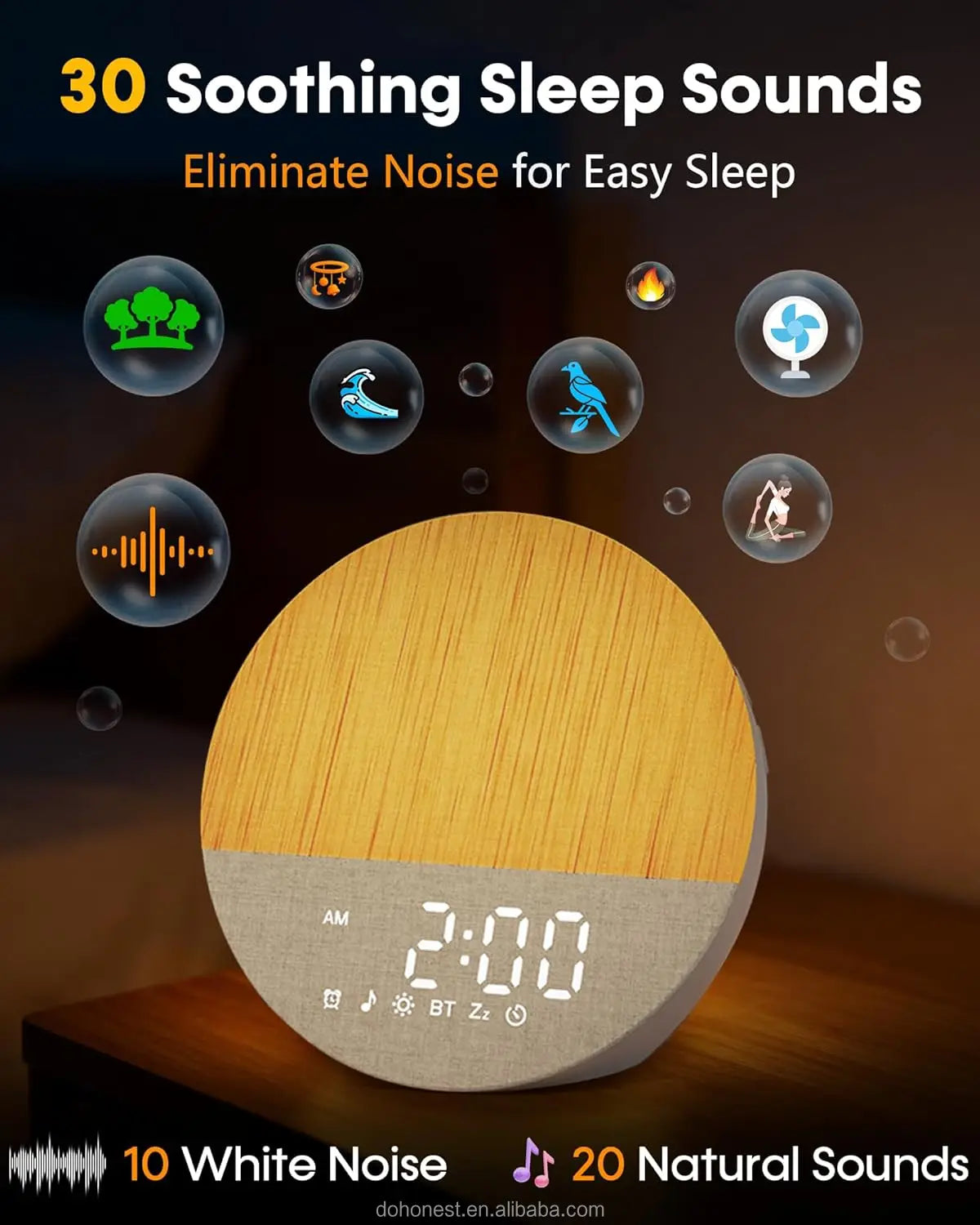 Sunrise Alarm Clock & Sleep Sound Machine – Gradual Wake-Up Light for Natural Sleep